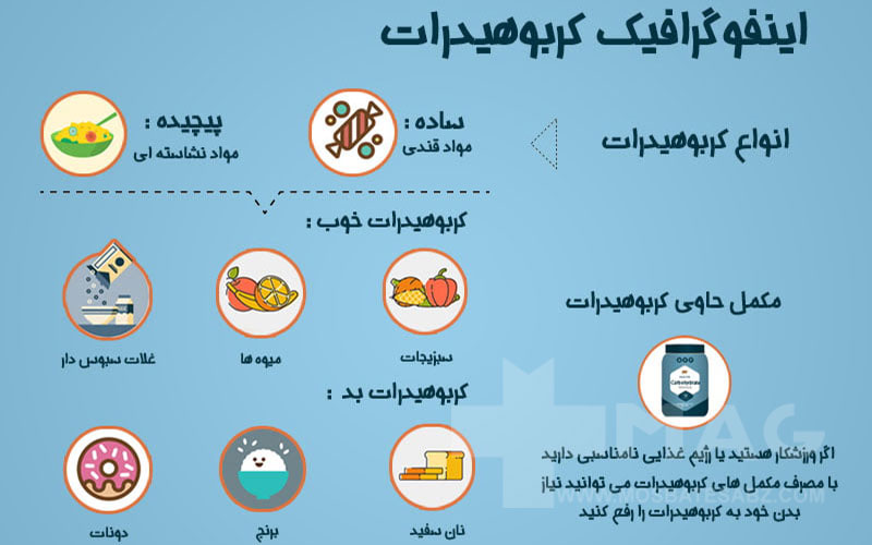 اینفوگرافیک نقش کربوهیدرات در بدن